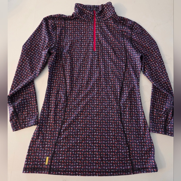 Lole Tops - Lole Wicking Patterned Long Sleeve Active Pullover with Pink Accents